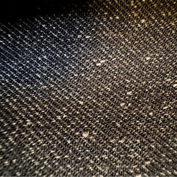 Stretchy Black and Tweed-Look V-Neck Midi Sheath Dress Slimming Waist Detail - Picture 7 of 7